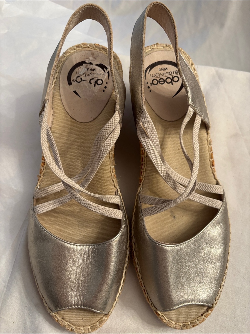 Abeo BIO System Metallic Silver Espadrille Slingback, SZ 8